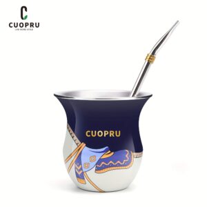 1 Creative Tea Cup, Mate Tea Cup, Coffee Cup, Mug, Including Straw and Cleaning Brush