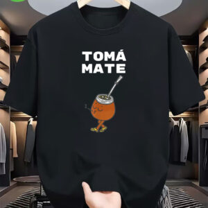 Men's 100% Cotton Loose Fit T-Shirt with Argentine Tango Mate Cup Graphic & TOMA.MATE Print - Casual Sporty Short Sleeve Crew Neck Tee for Asado, Festivals, Gaucho Events - All-Season Comfortable Knit Shirt, Christmas, Mens Tshirt, T Shirt Men