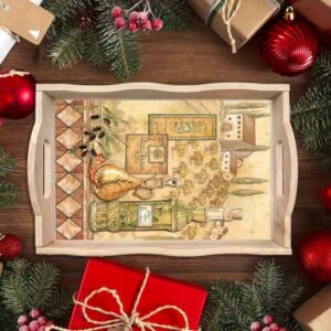 1pc Pattern Diamond Painting Tray Set, DIY Wooden Tray with Handle, Round Crystal Diamond Inlay Handicraft, Acrylic Insulated Plate, Multi-functional Artistic Tray, Suitable for Family Gatherings, Friends Gatherings and Birthday Parties