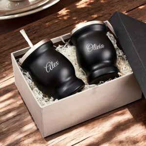 Personalized Yerba Mate Gourd Tea Cup Set Custom Engraved Cup Bombilla Straws Insulated Unique Housewarming Home Gift for Her Mom Dad.