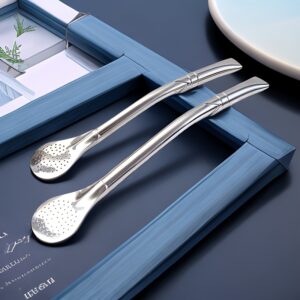 304 Stainless Steel Straw Spoon Creative Filtering Spoon for Mate Tea, Drink Straw And Stirring Spoon