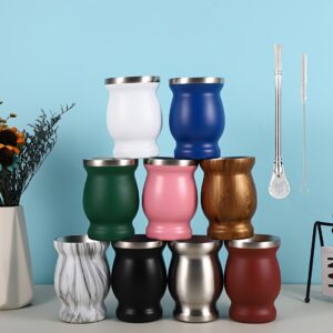 1pc 8oz Stainless Steel - Argentine Mate Tea Cup with 304 Inner/Outer Walls, & Hand Wash Only, Mate for Travel, Camping, - Traditional South Tea Drink Vessel (18/8 Suitable for Mate)