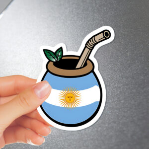 Matte End Sticker of The Argentina Flag Featuring Yerba Mate, Suitable for One-Time Use on Laptops, Tablets, Walls, Cars, Phones, And Cabinets