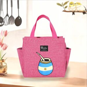 Yerba Mate Themed Lunch Bag - Reusable Oxford Cloth Meal Container with Mate Leaf Print, Non- (for external use only) for Picnic, Commuting, & - Durable Handheld for Yerba Mate Gifts (Christmas/Birthday/Purchase), Non-Food Contact