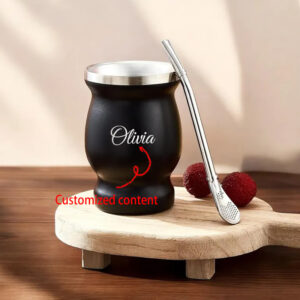 Personalized 8oz Stainless Steel Gourd-Shaped Tumbler with Custom Engraving, Double-Walled Water Cup with Straw and Brush, Event & Party Supplies, Bridesmaid/Groomsmen Gifts, Family Gathering Favors, Adult Novelty Party Gift