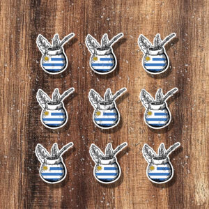 9pcs Argentine Yerba Mate Stickers- Self-Adhesive Vinyl Decals with Mate Leaf, Traditional& Argentine Flag Colors(White& Blue)- Durable, Removable for, Laptops, Water Bottles- Yerba Mate Culture Design
