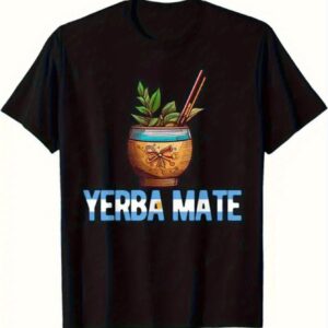 Black T-Shirt with a Yerba Mate Cultural Design - Unique And Welcoming - Ideal for Gatherings And Events Celebrating Yerba Mate - Great for Fans of Yerba Mate